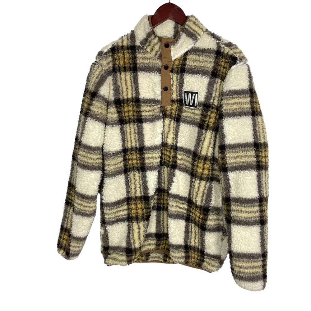 Home Free Plaid Initials Canyon Fleece 1/4 Snap Size M